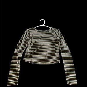 American Eagle Outfitters Striped Long Sleeve Tee - Black and White